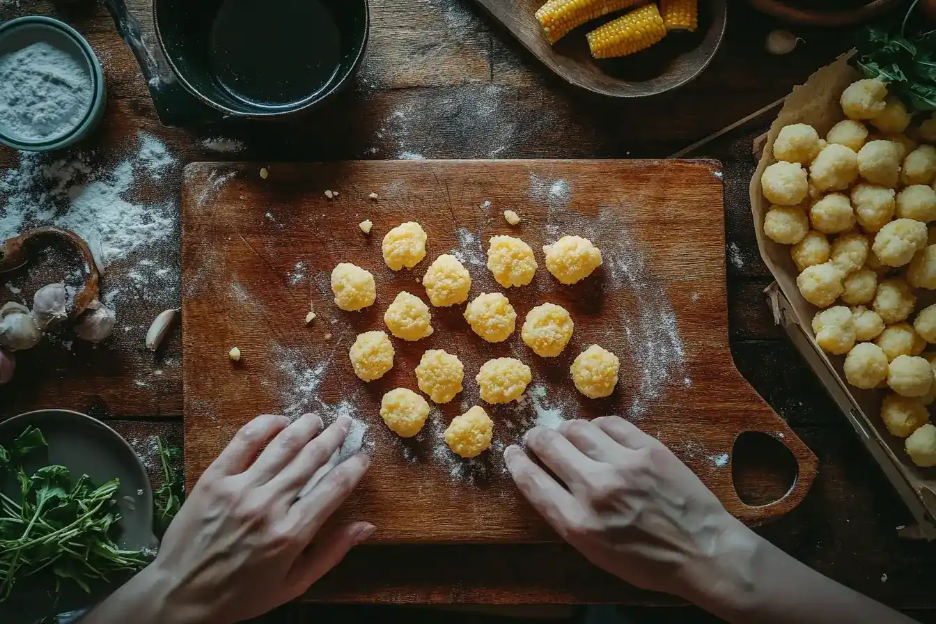 Shaping Corn Nuggets: Preparing Homemade Corn Nuggets